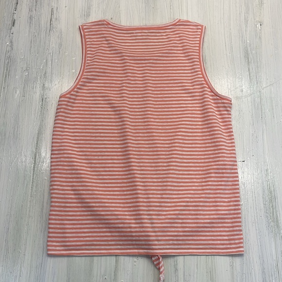 J. Crew Factory Peach & Ivory Striped Cotton Tie Front Tank Sz M - Picture 6 of 8